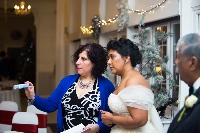 Wedding planner advising bride 